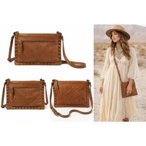Crossbody Purse Handmade Leather Wild West Los Angeles Tan Boho Neutral